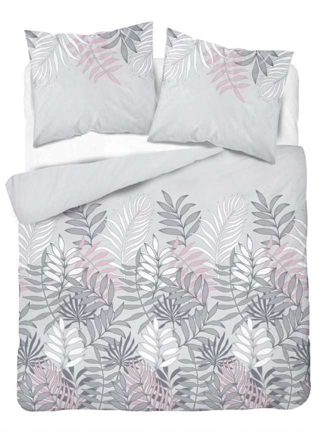 

Pościel Satyna 220x200 Popielata Liście