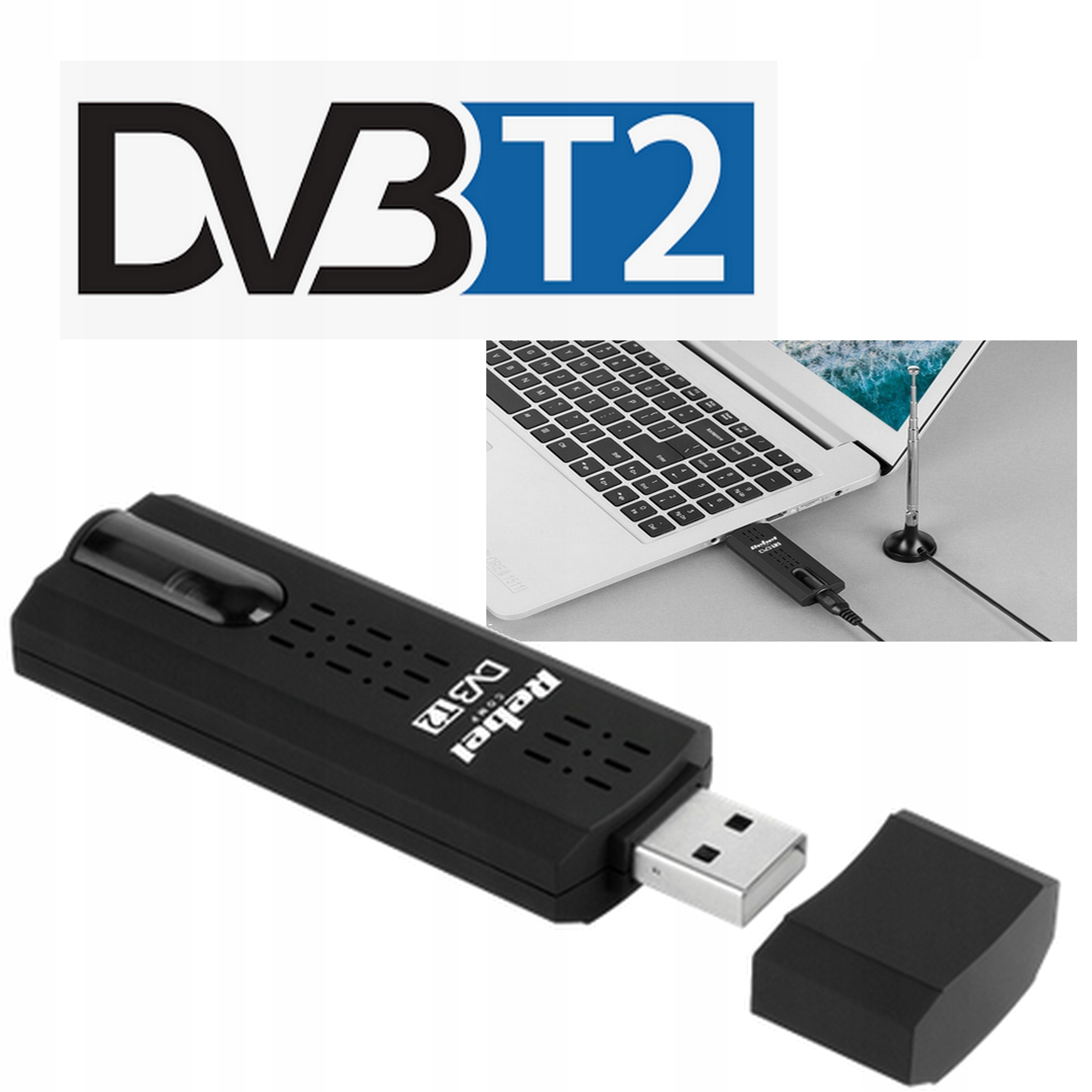 Usb Tuner DVB-T2 Fhd Notebook Počítač Anténa