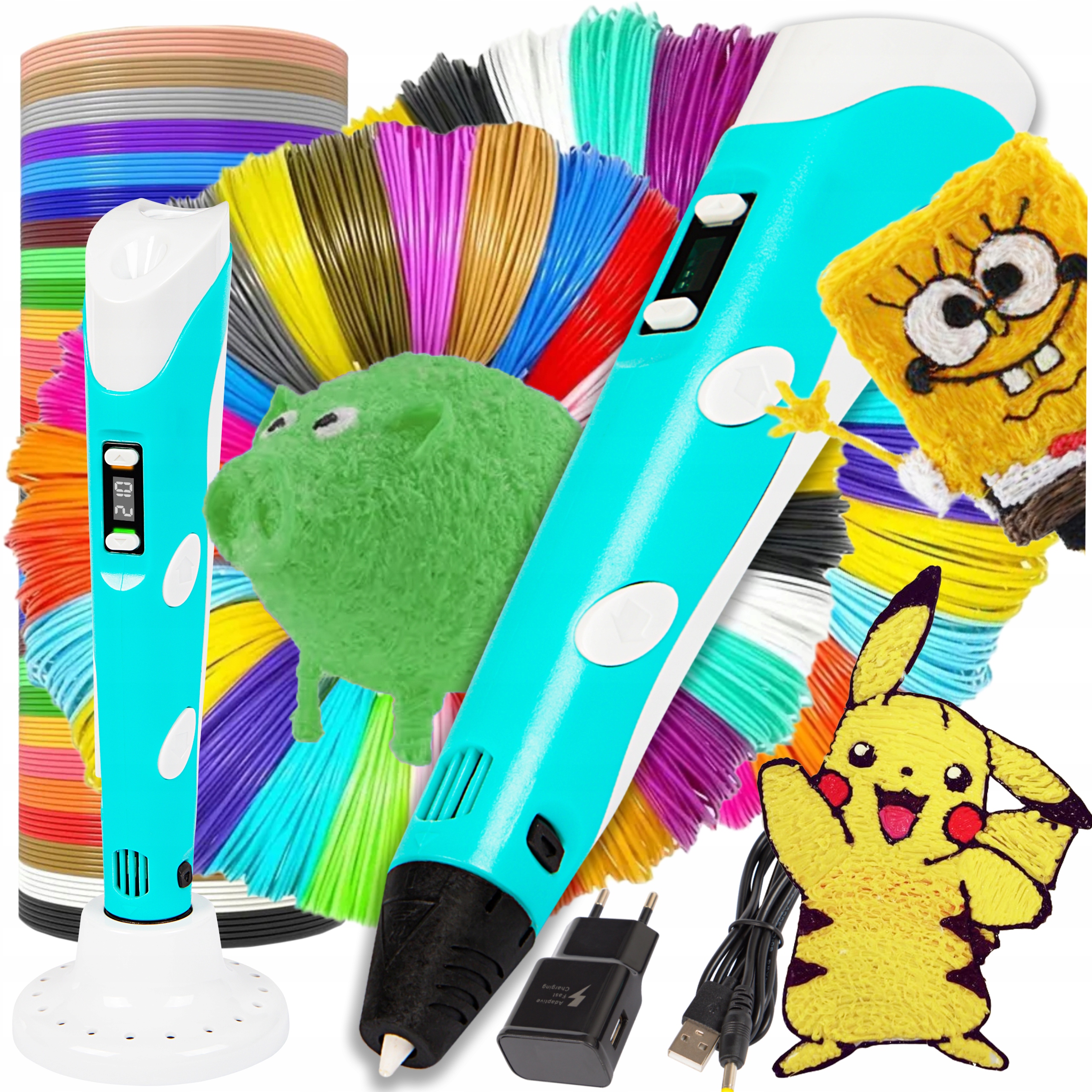 ZESTAW L MAGICZNY DŁUGOPIS 3D PEN DRUKARKA + WKŁADY 115M DLA DZIECI