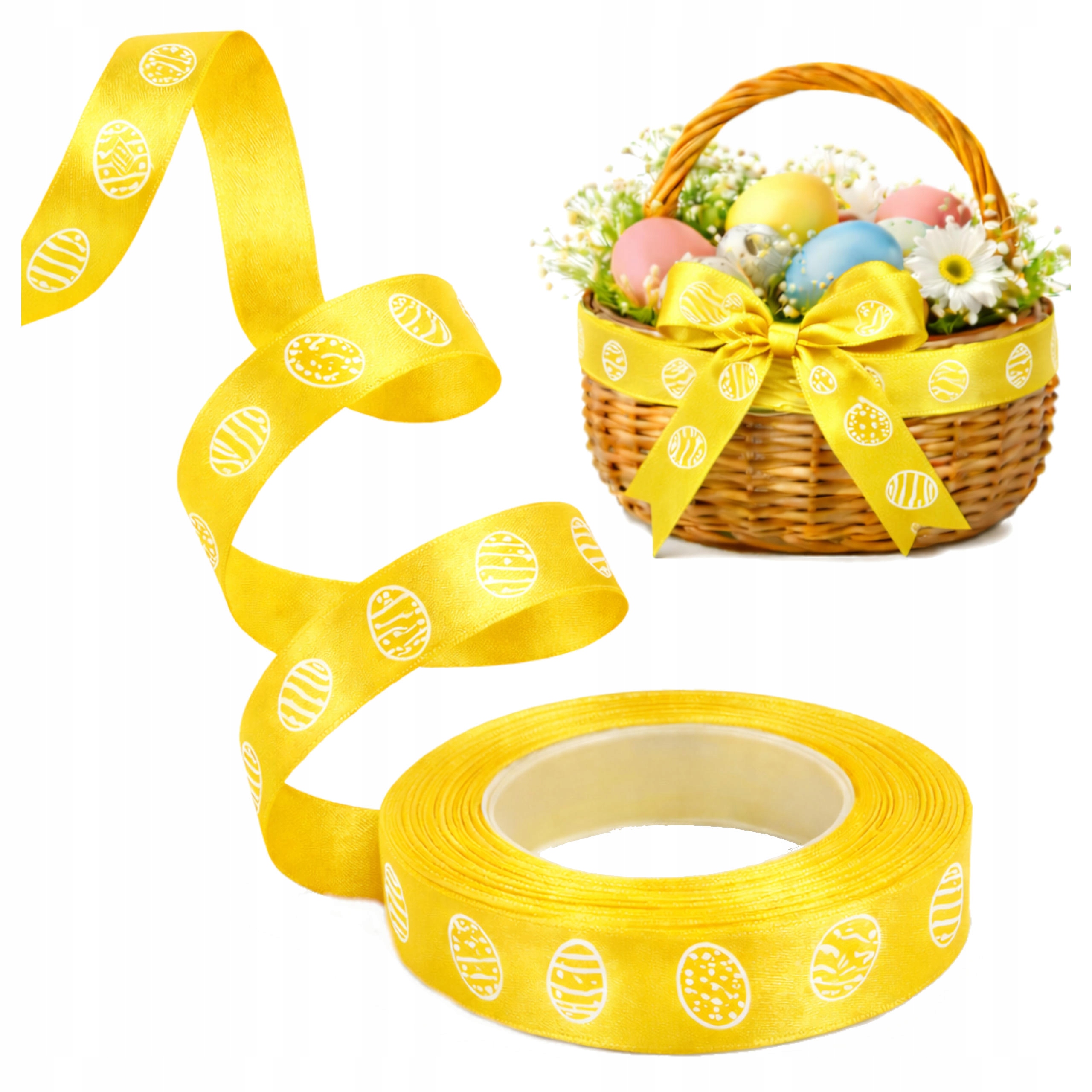 WSTĄŻKA SATYNOWA TASIEMKA na wielkanoc do ŚWIĘCONKI 12mm 23m do stroika