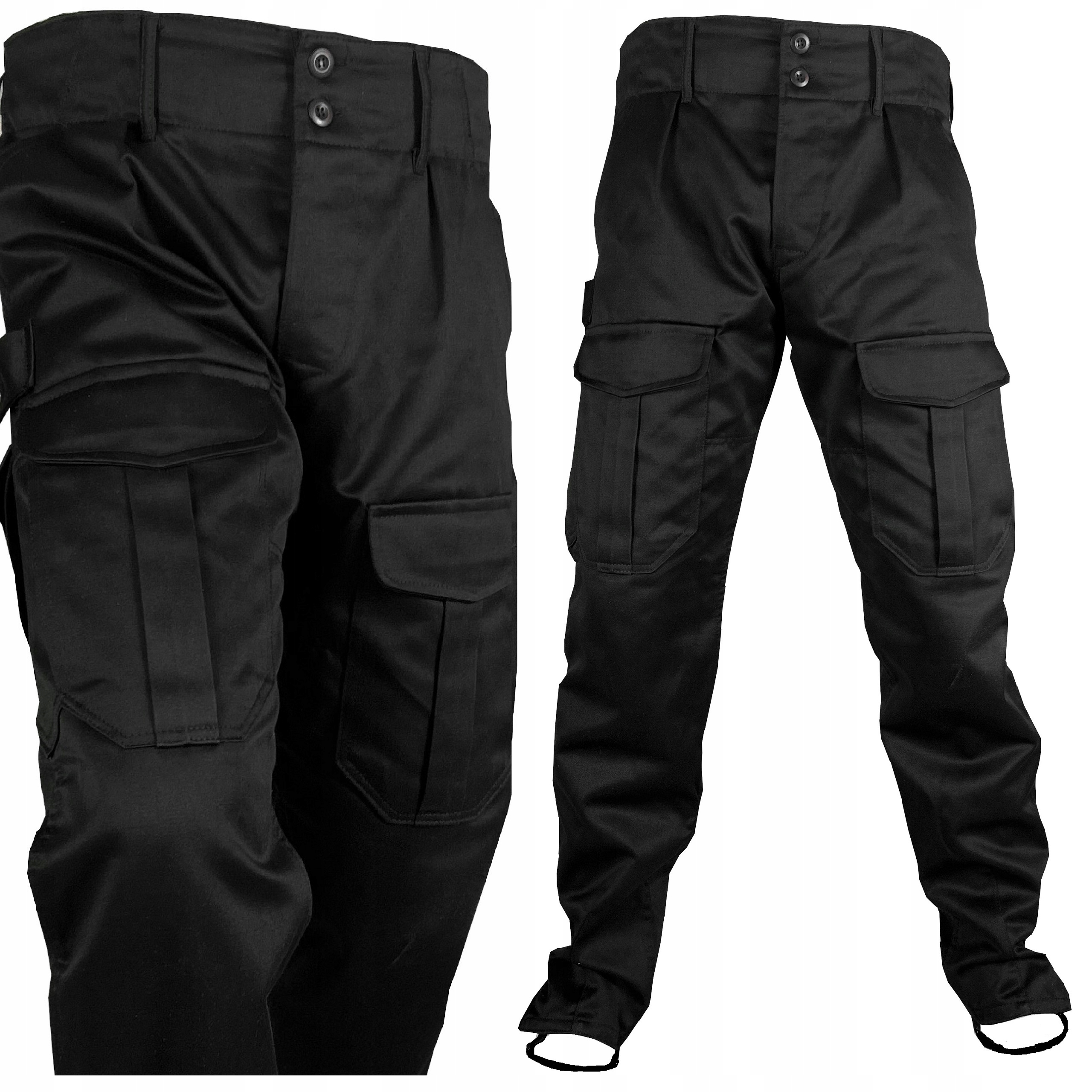 Spodnie wojskowe Czarne Bojówki Policyjne Grom Ochrona 7 kieszeni XXL