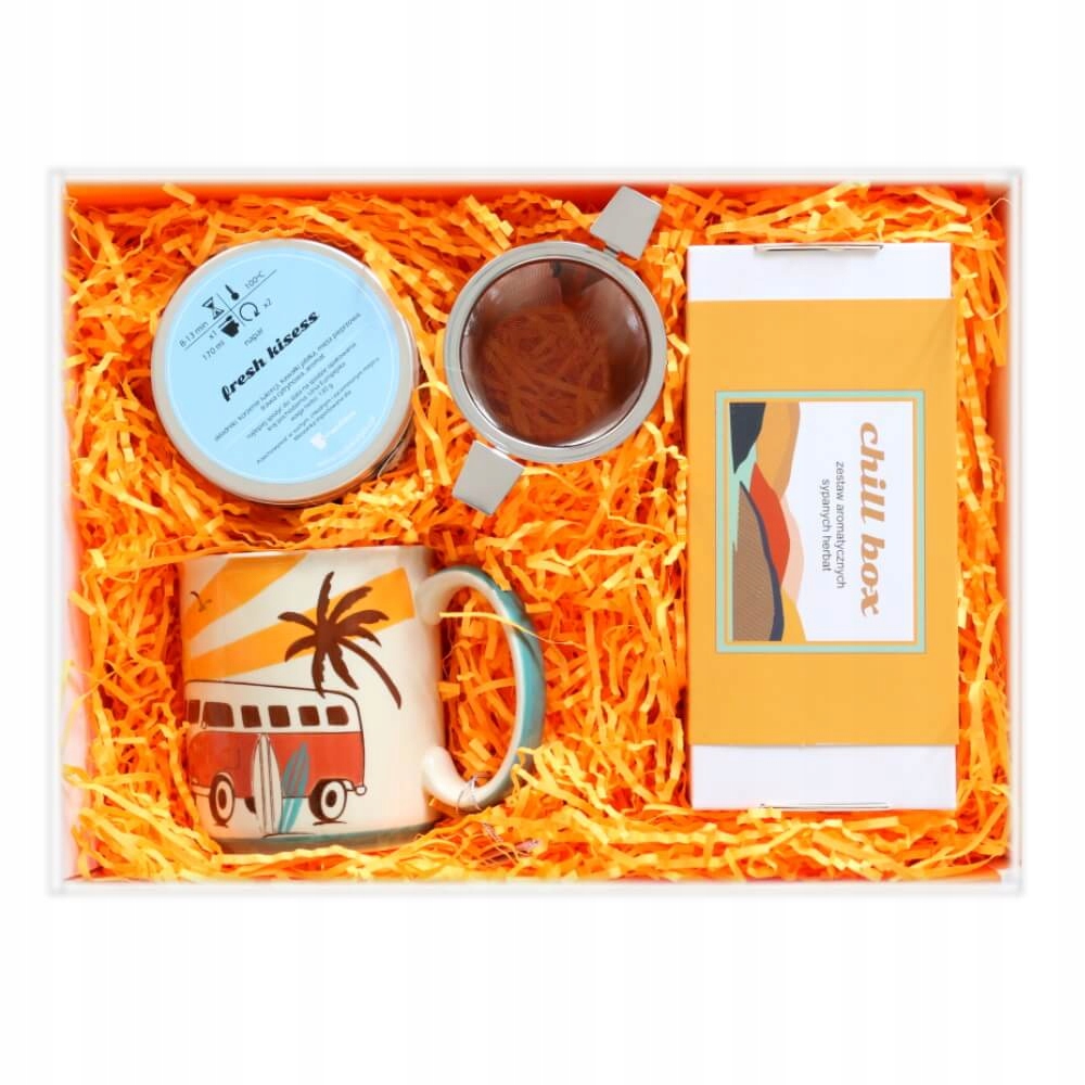 Levně ChillBox Východ Slunce barevný čajový box keramický hrnek spařovací jednotka