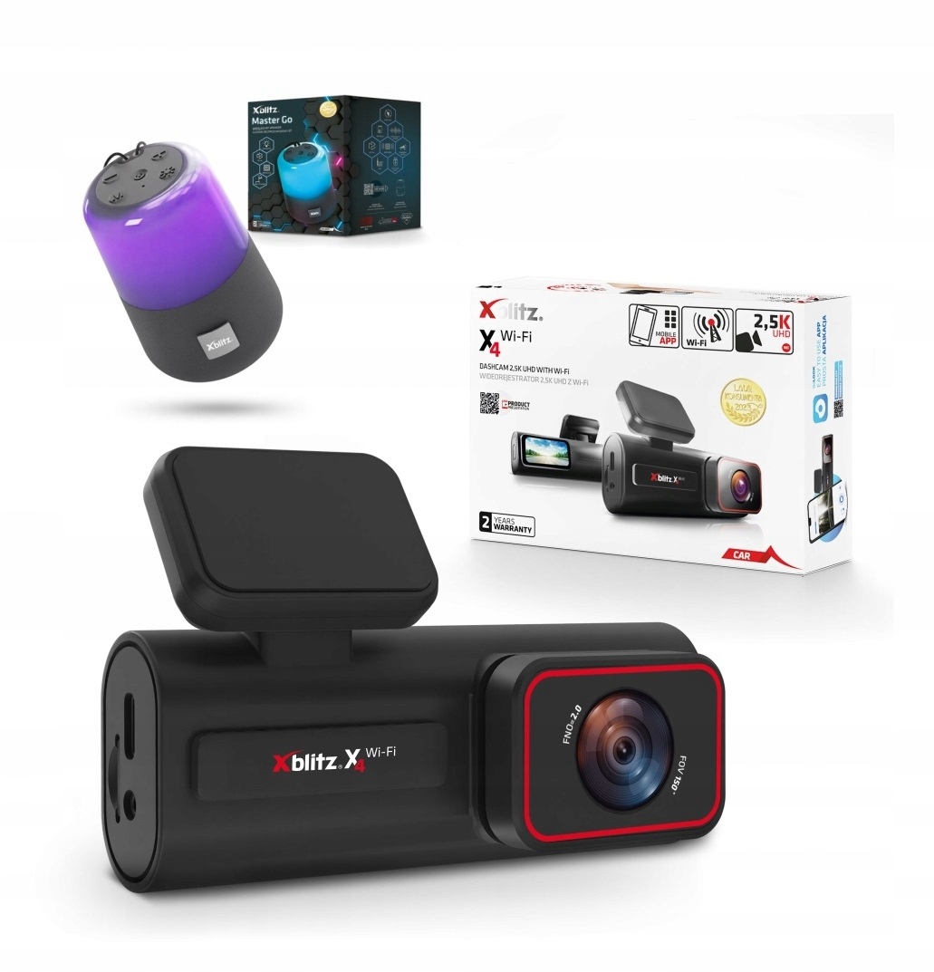 WIDEOREJESTRATOR JAZDY REJESTRATOR XBLITZ X4 WiFi 2,5k + GŁOŚNIK FM