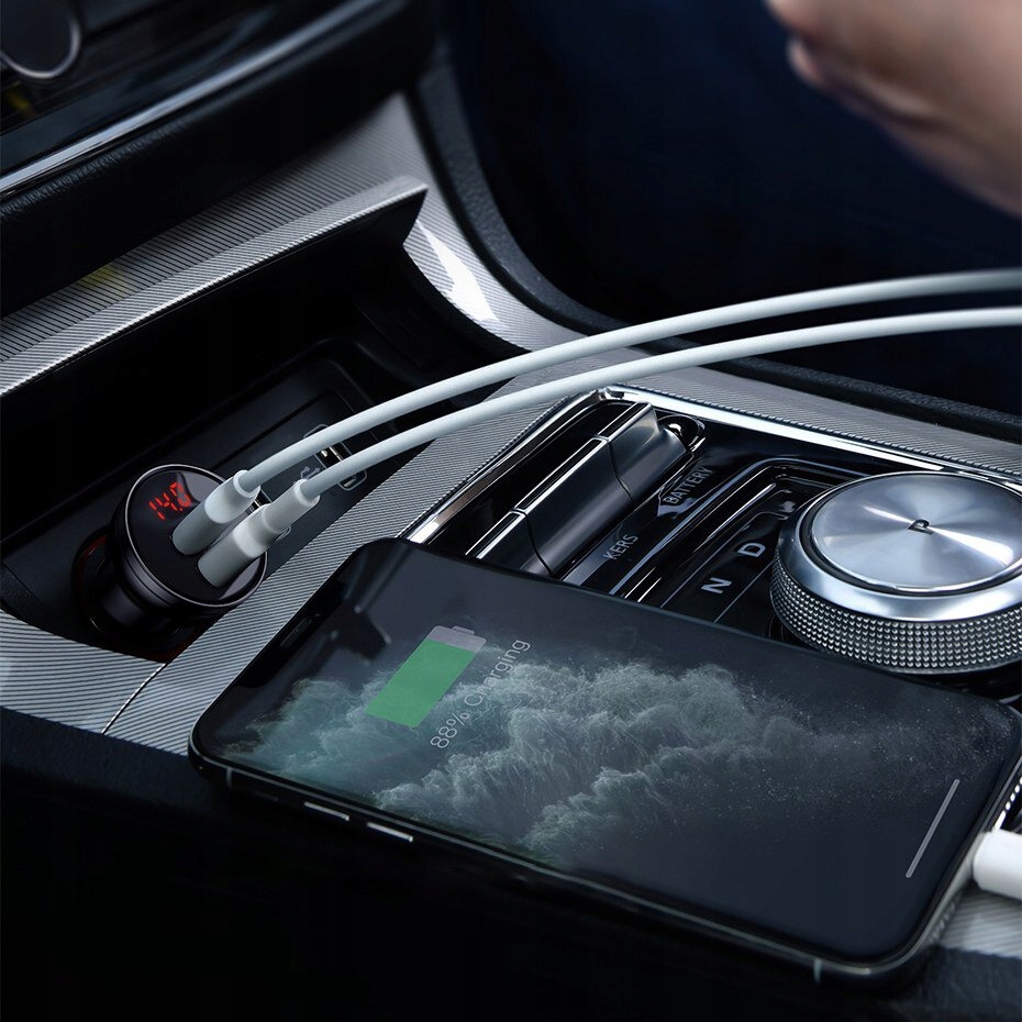 SZYBKA ŁADOWARKA SAMOCHODOWA BASEUS 2xUSB 4.8A LCD Liczba urządzeń ładowanych jednocześnie 2