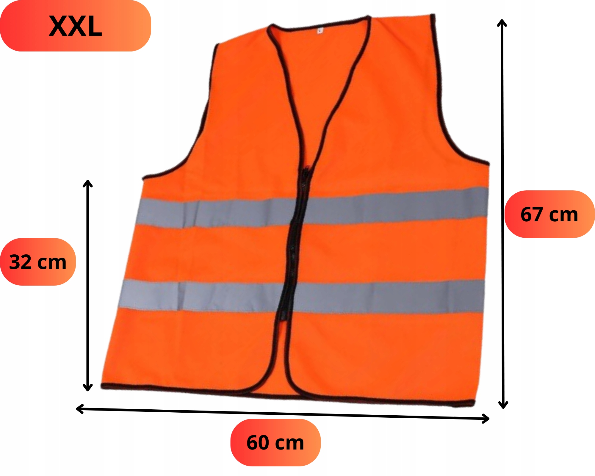 KAMIZELKA OSTRZEGAWCZA ODBLASKOWA NA SUWAK (XXL) Marka inna