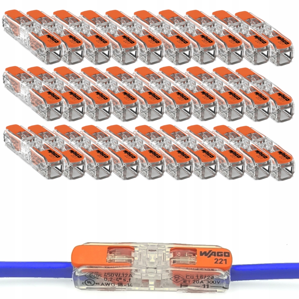 

Zestaw Wago 221-2411 Szybko Złączka Przelotowa 30X
