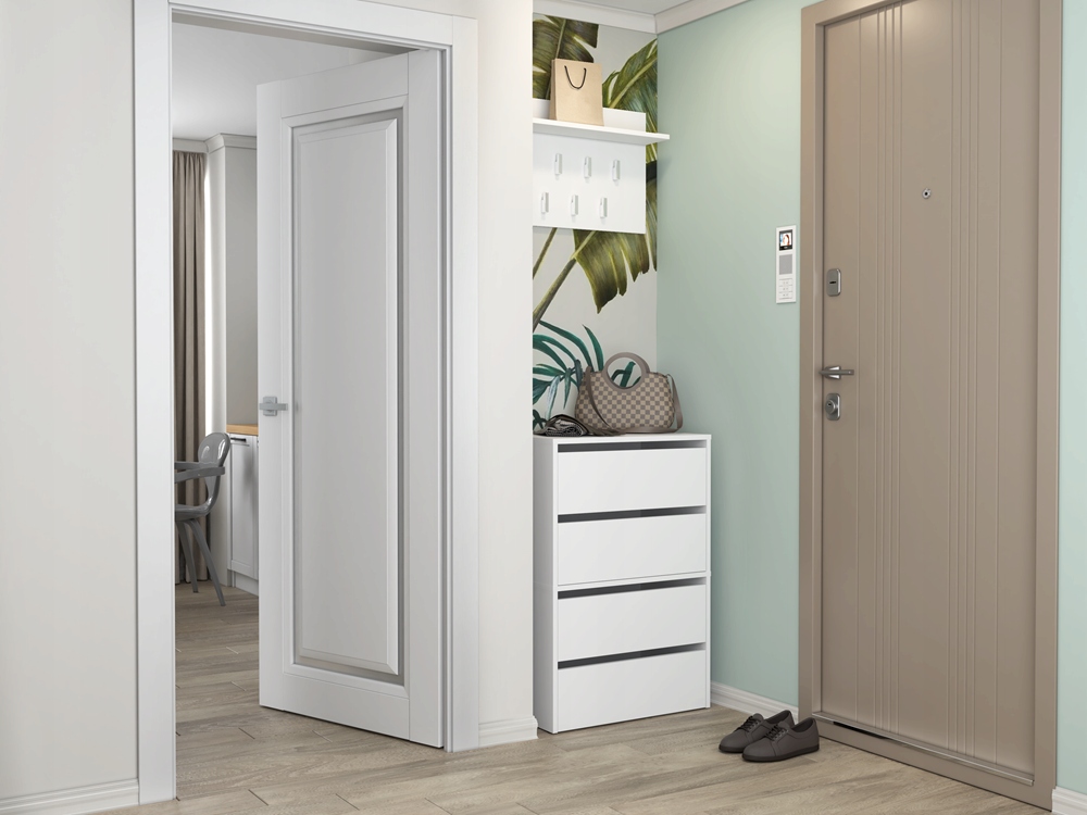 SZAFKA NA BUTY REGAŁ KOMODA SŁUPEK STOJAK NA OBUWIE BIEL MAT 60 cm Montaż meble do samodzielnego montażu