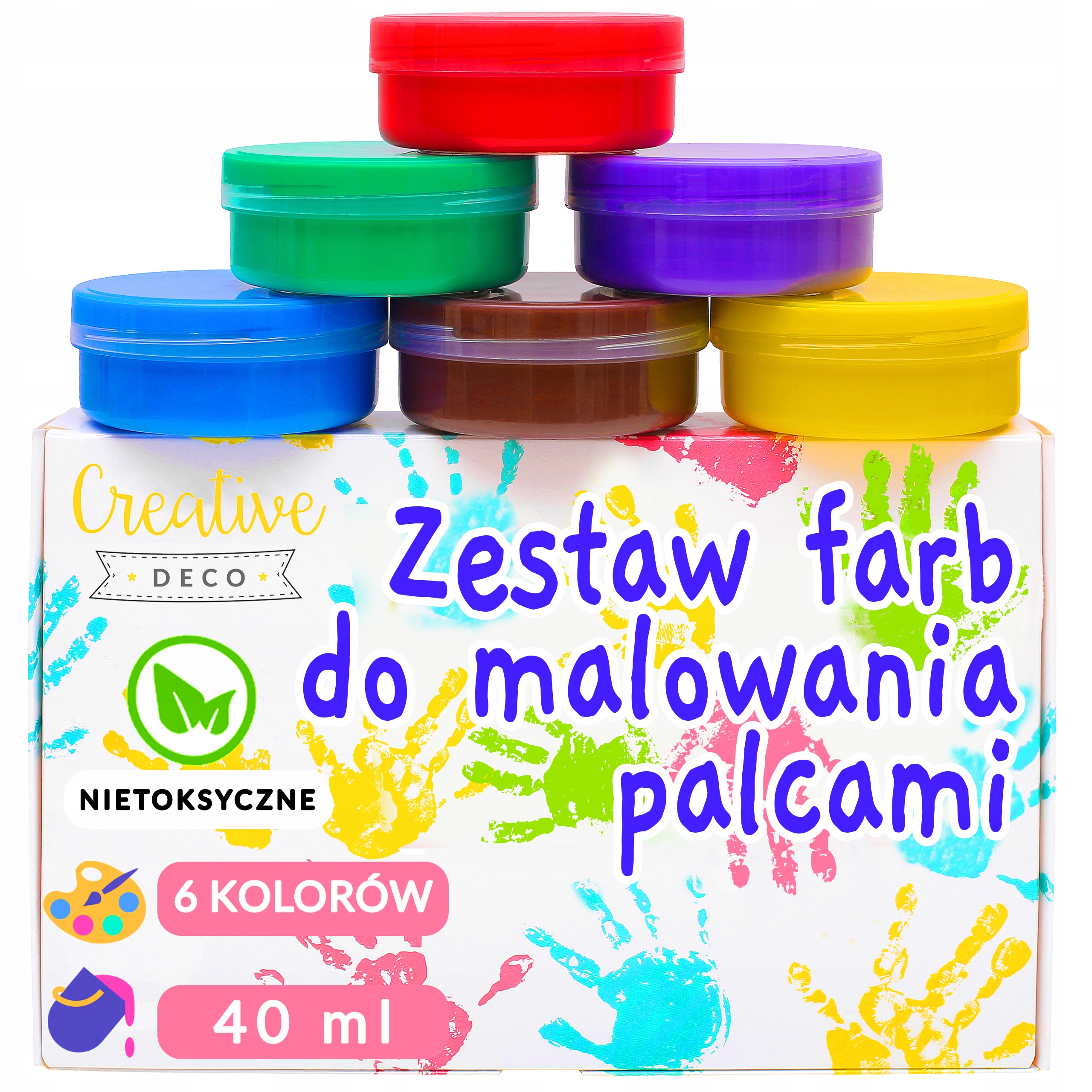 Farby na maľovanie prstami pre deti kreatívna zábava bezpečné 6 x 40 ml