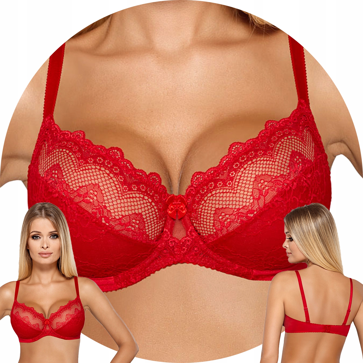 PariPari Cassi Maxi měkká červená krajková podprsenka 100B