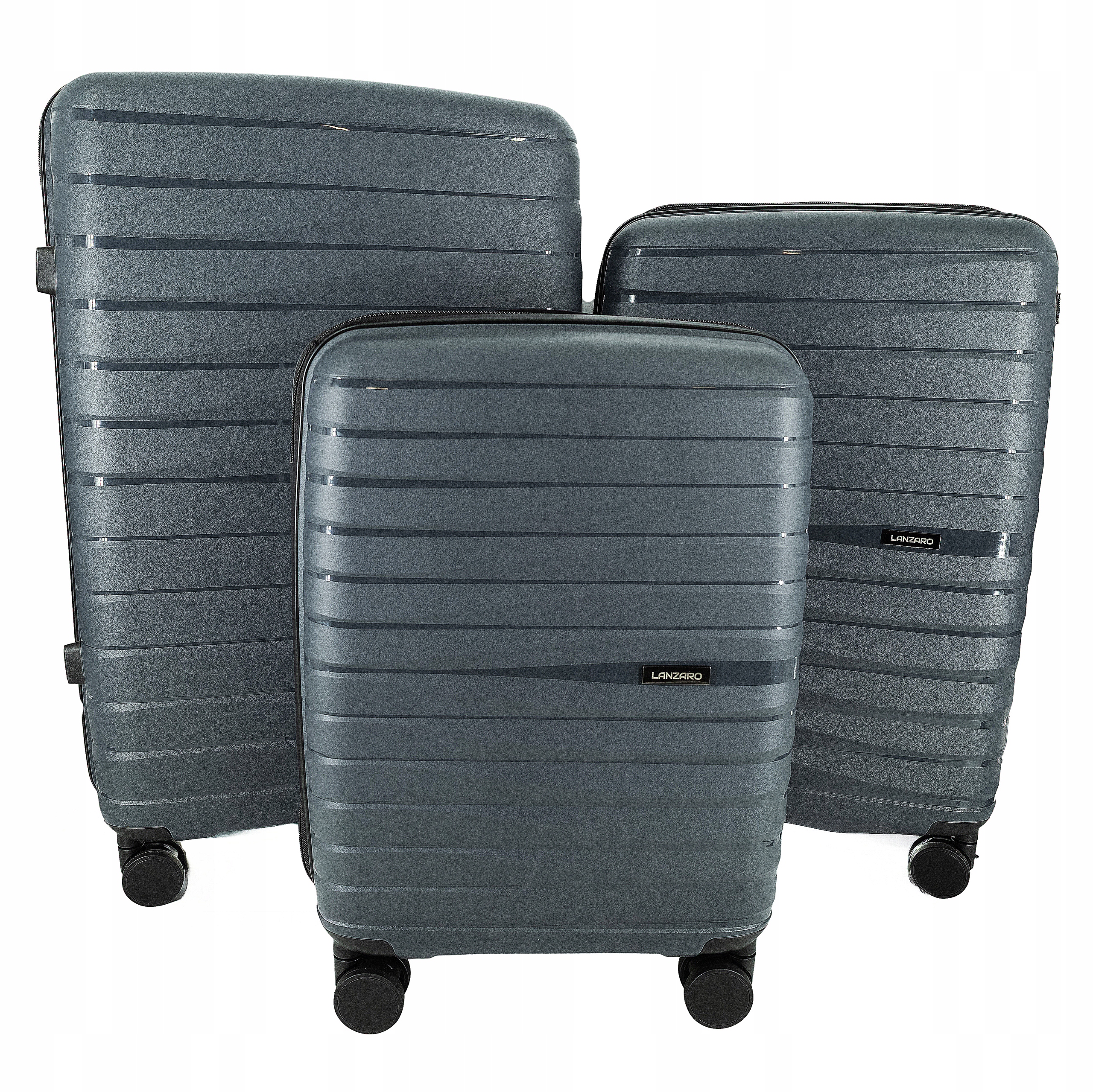 Zestaw Walizek 3W1 Polipropylen Niezniszczalne Tsa Bagaż Lanzaro Grafit