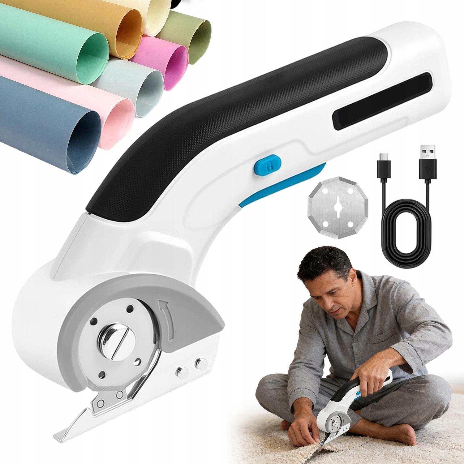 Elektrické Nůžky Silné 60W 320 Ot/min S Náhradními Čepelemi A Led Kontrolkami