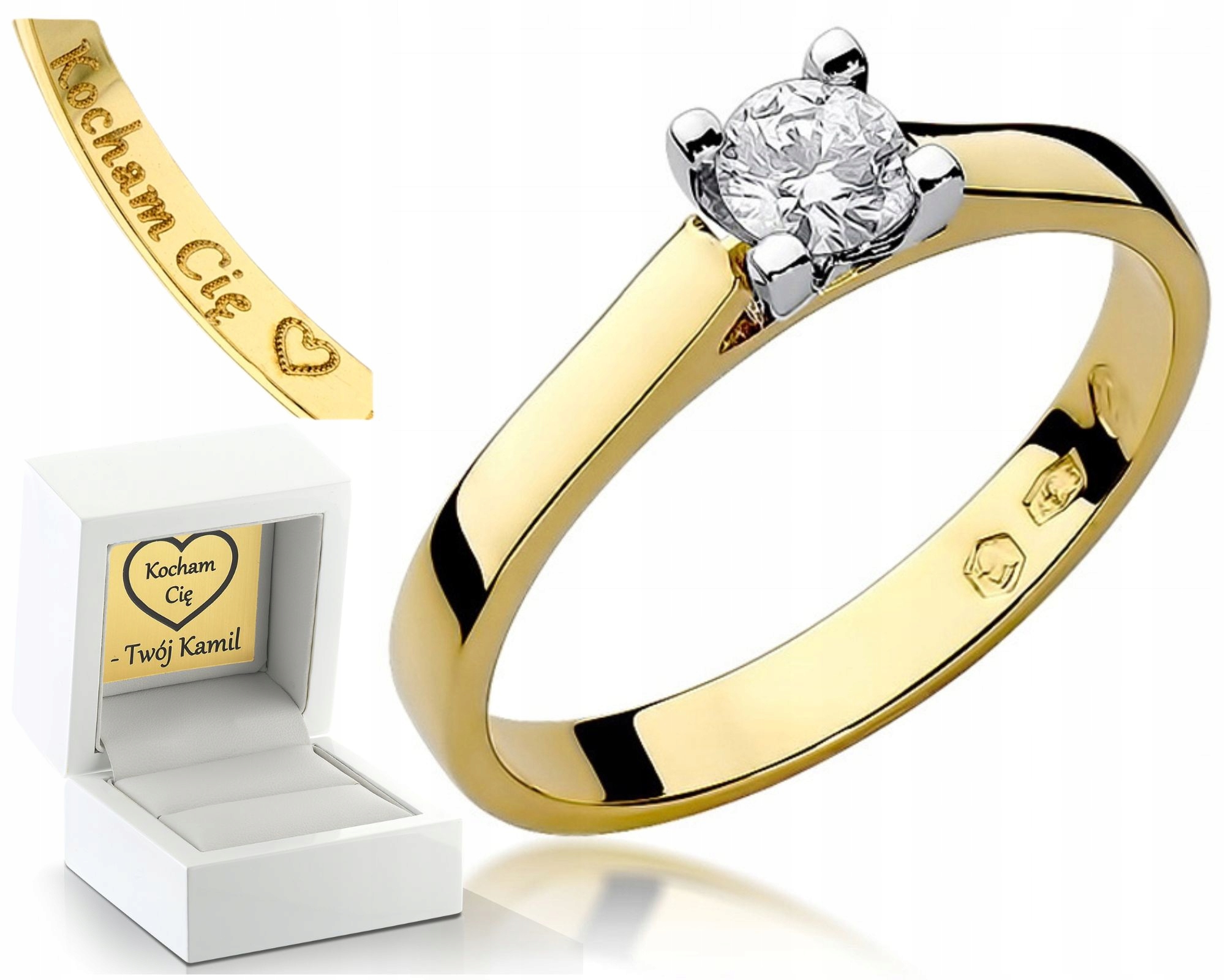 Zlatý Prstýnek Briliant 0,25CT 585 Gravírování Bonus