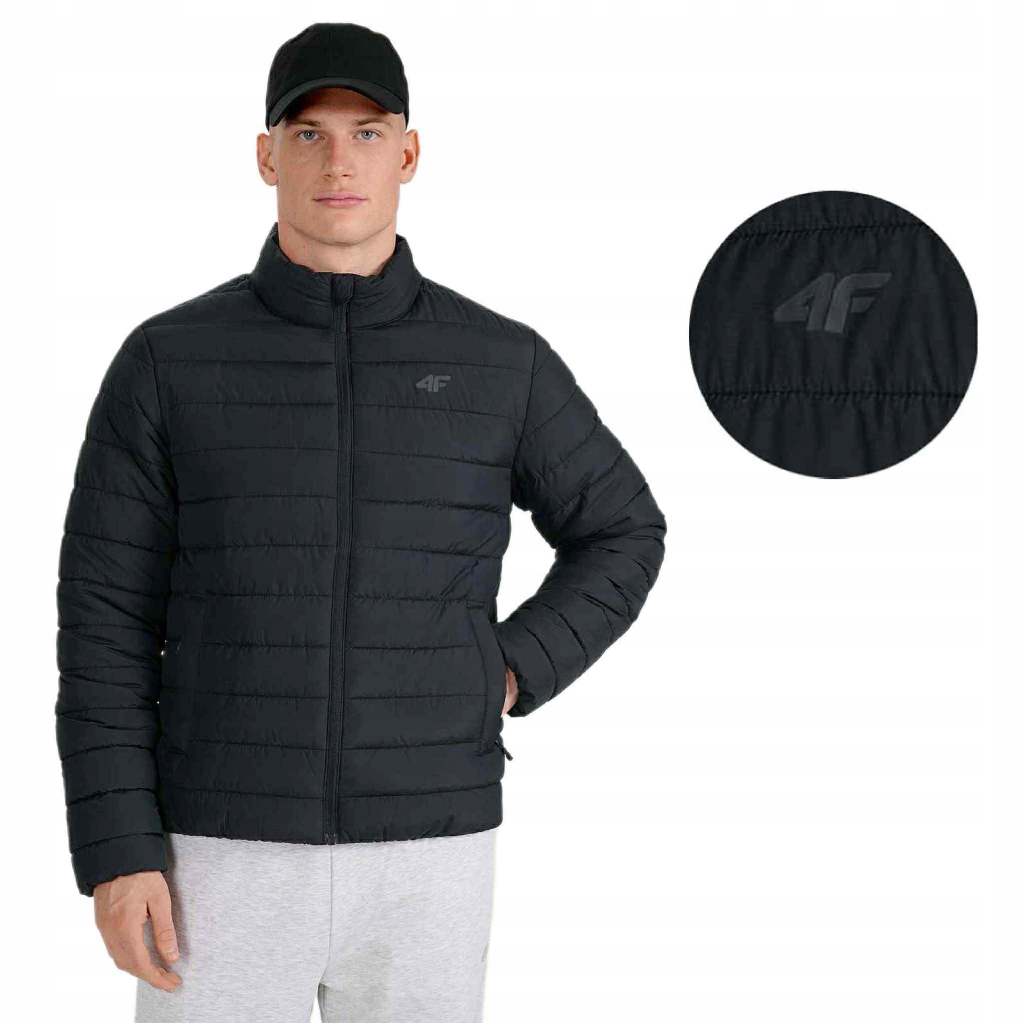 Bunda 4F Pánská Teplá Péřová Prošívaná Zateplená Zima Černá M597 vel. XXL