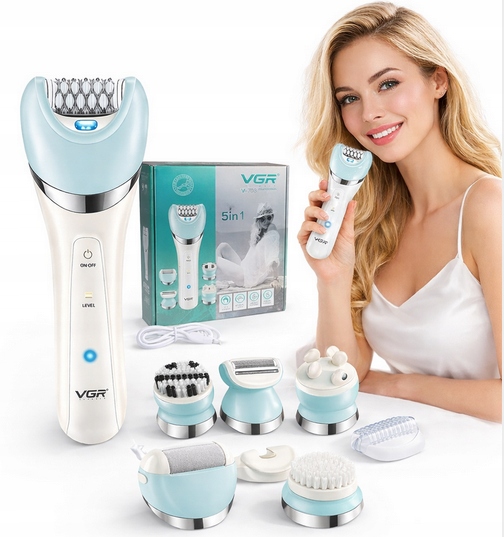 Depilator Dla Kobiet Golarka Damska Do Nóg Pach Bikini Ciała Peeling 5W1