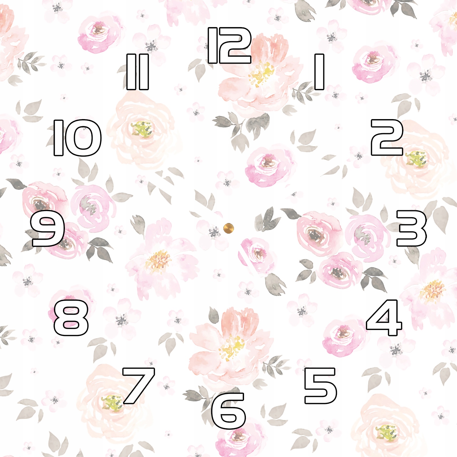 

Ścienny zegar na szkle Akwarelowe kwiaty 30x30 cm