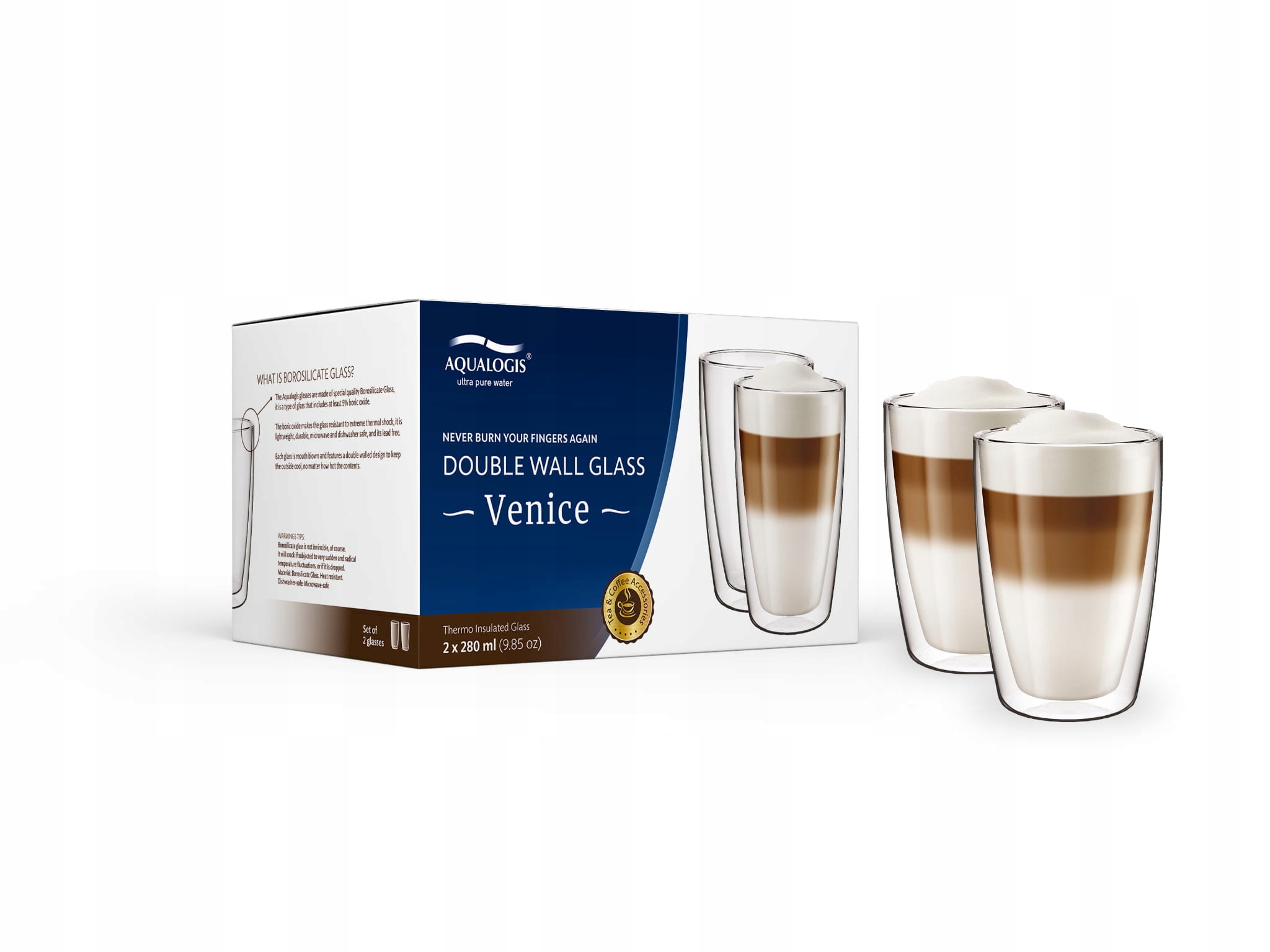Aqualogis Venice Szklanki Termiczne 280ml 2 szt