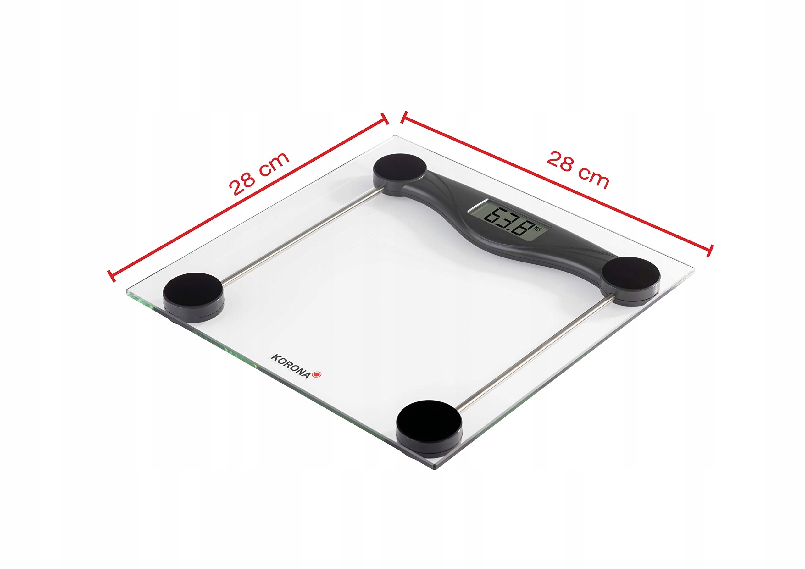 KORONA Waga Łazienkowa OLIVIA 180kg LCD Wyświetlacz Czarna — miniatura 3