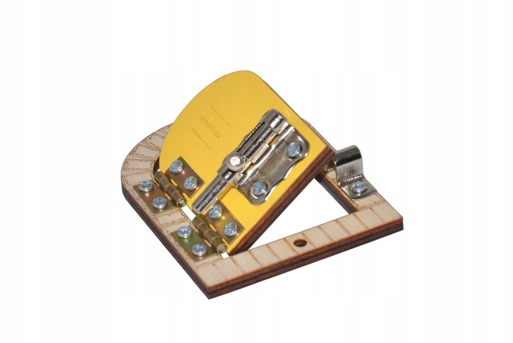 ŻÓŁTE DRZWI RETRO Z ZASUWKĄ TABLICA SENSORYCZNA