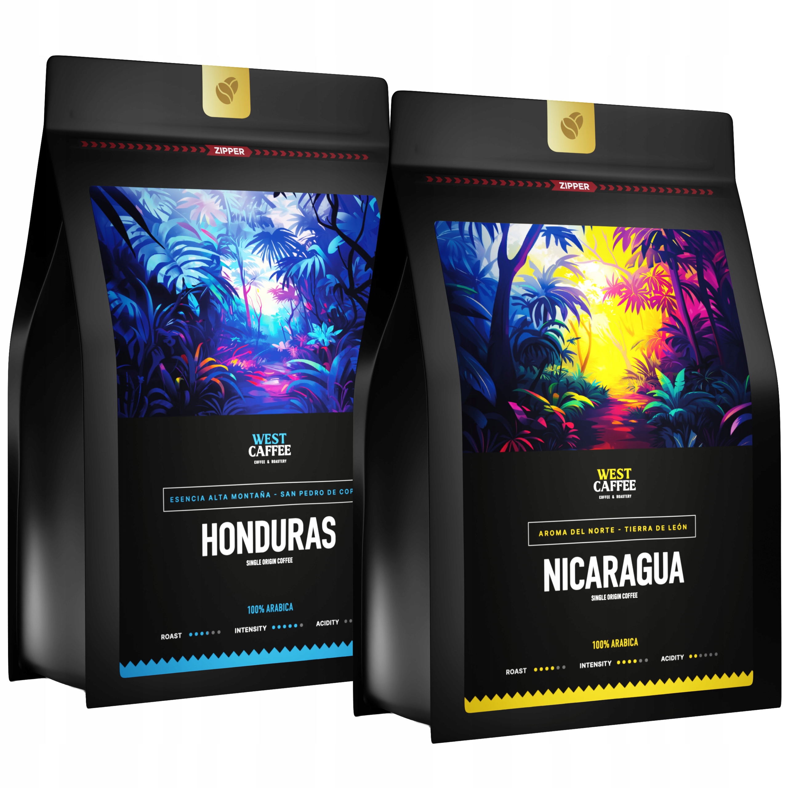Levně Káva Zrnková 2x500G Set Nikaragua Honduras 100% Arabica Čerstvě pražená