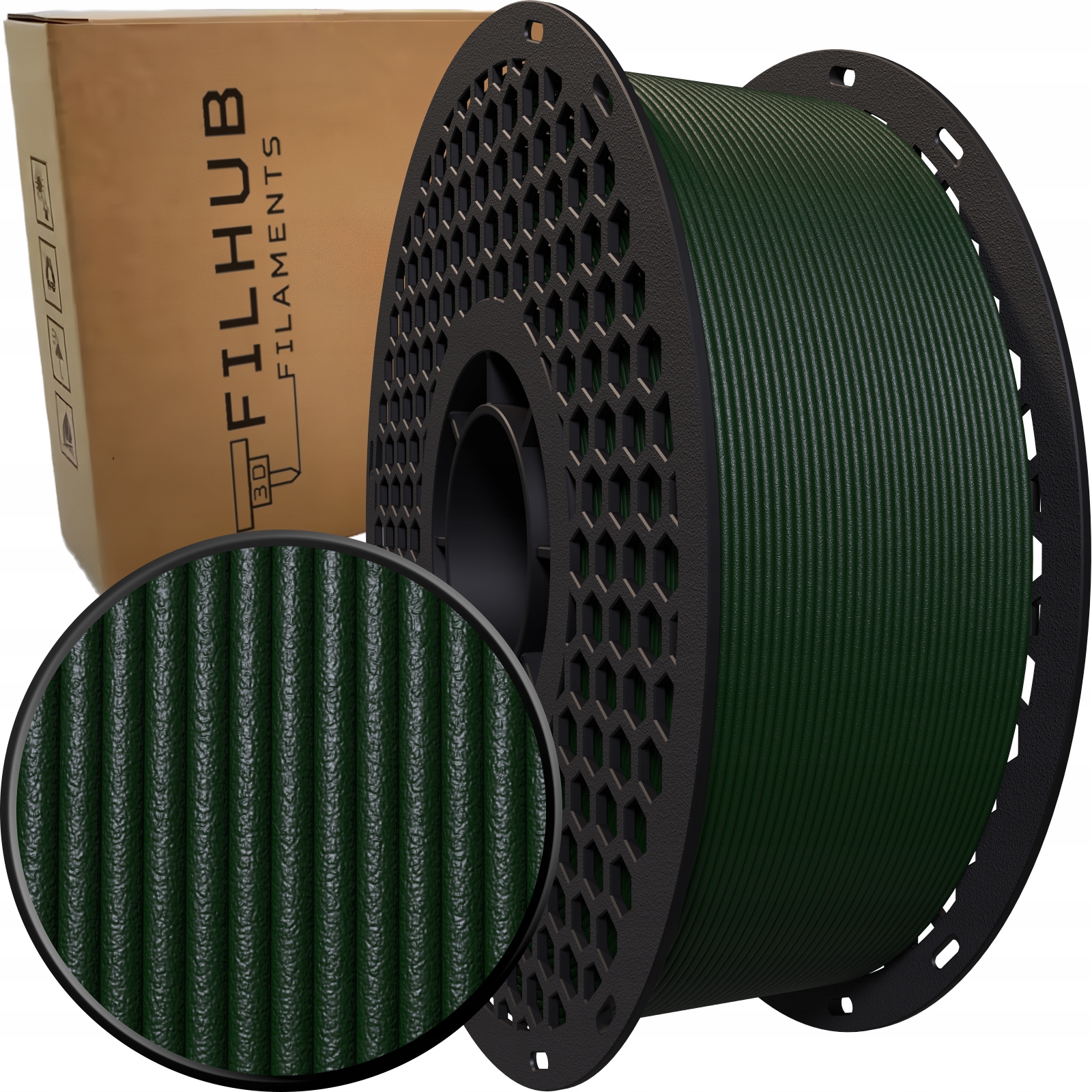 Filament Pla Cf FilHub 1.75mm Zielony 1kg Carbon Fiber włókno węglowe