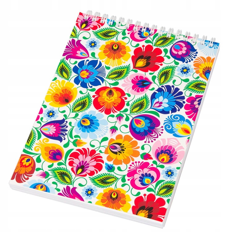 

Biały Notes A5 Folk Łowickie Kwiaty