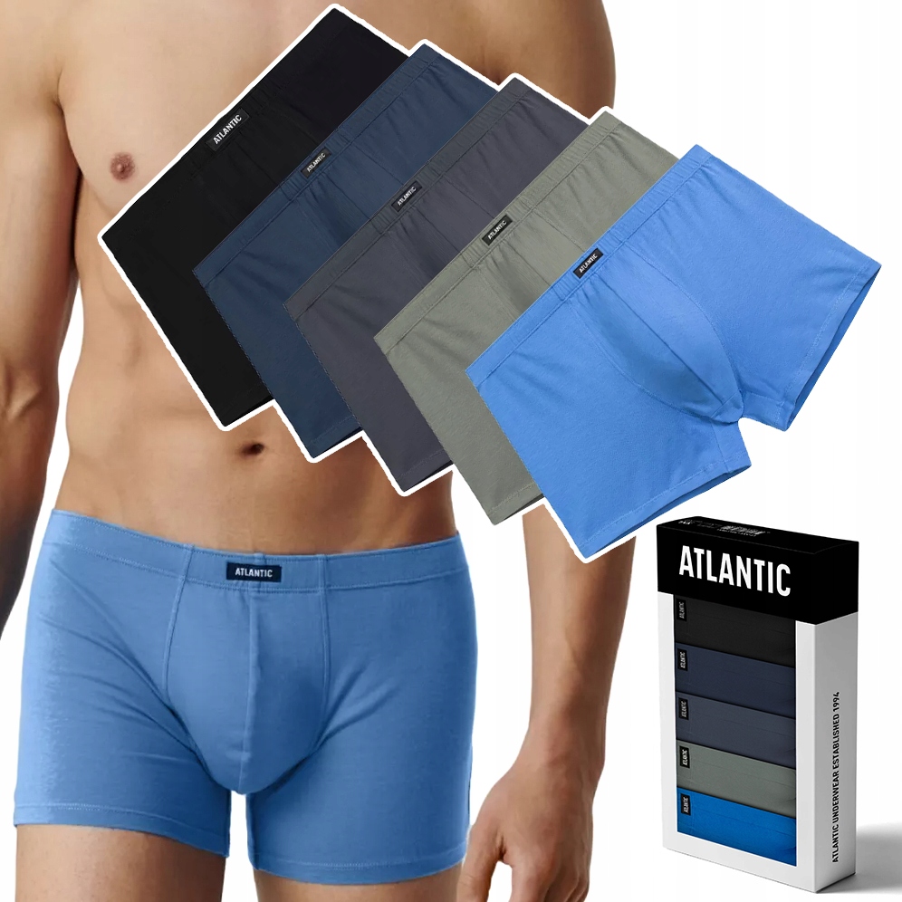 Pánské bavlněné boxerky 5 Párů přiléhavé Atlantic 5SMH-002 M