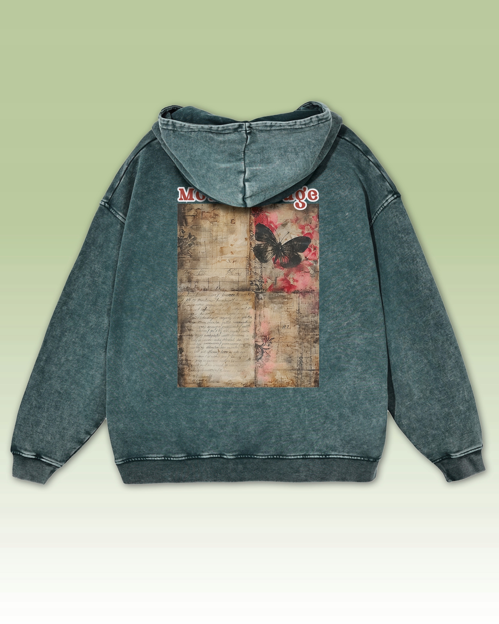 Mikina Moulin Rouge Butterfly Motýl Zápisky Výstřižky Divadlo Zelená M