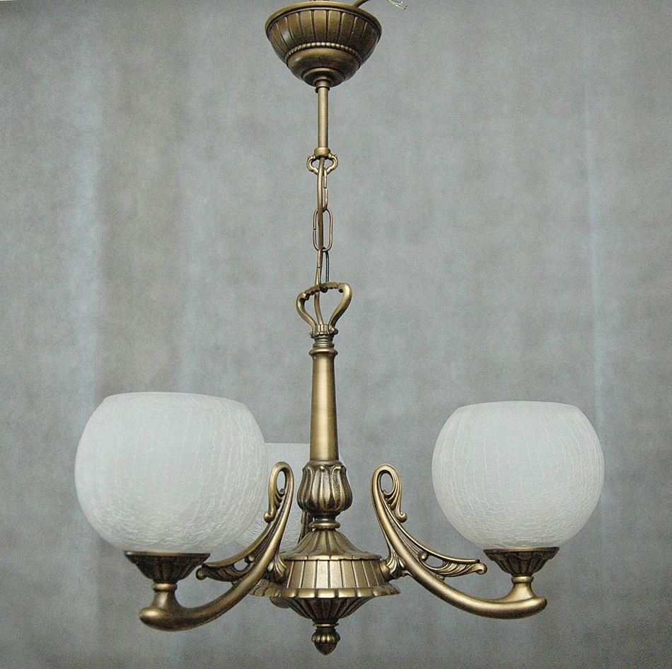 Mosazný lustr, závěsná lampa z mosazi