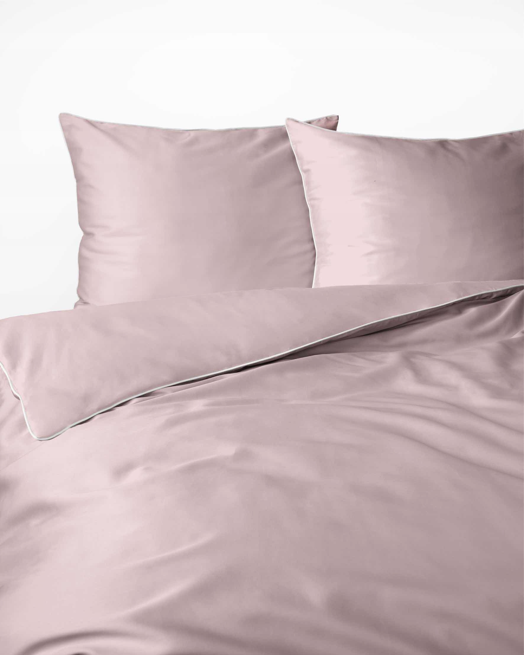 Pościel Makosatyna satynowa jednobarwna z lamówką 180x200 Pudrowy Róż Pure
