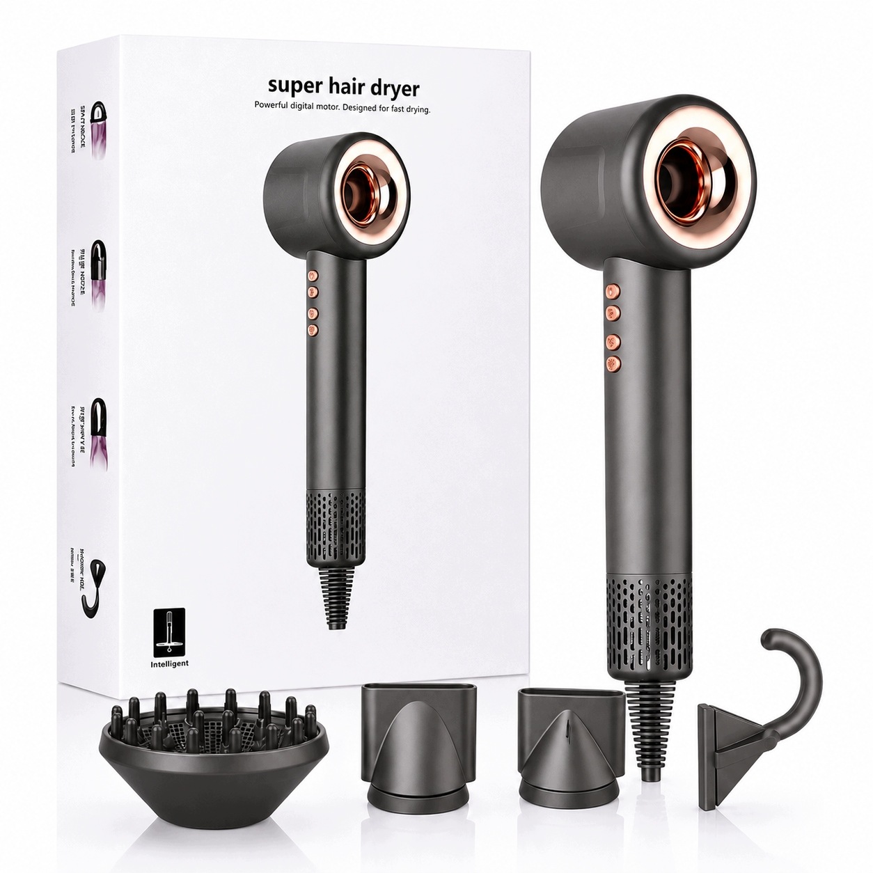 Profesjonalna Suszarka Do Włosów Z Jonizacją 1600W 4 Końcówki Hair Dryer