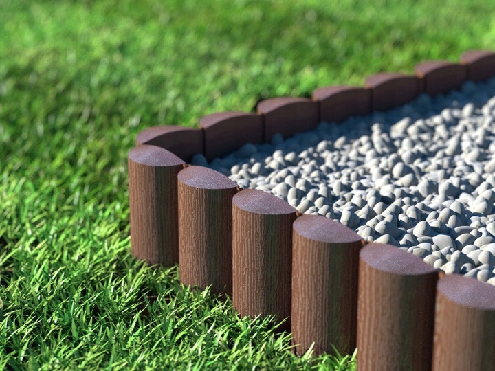 Palisada ogrodowa płotek plastikowy brąz 2,4m Wytrzymałe Obrzeże Trawnikowe Długość 240 cm