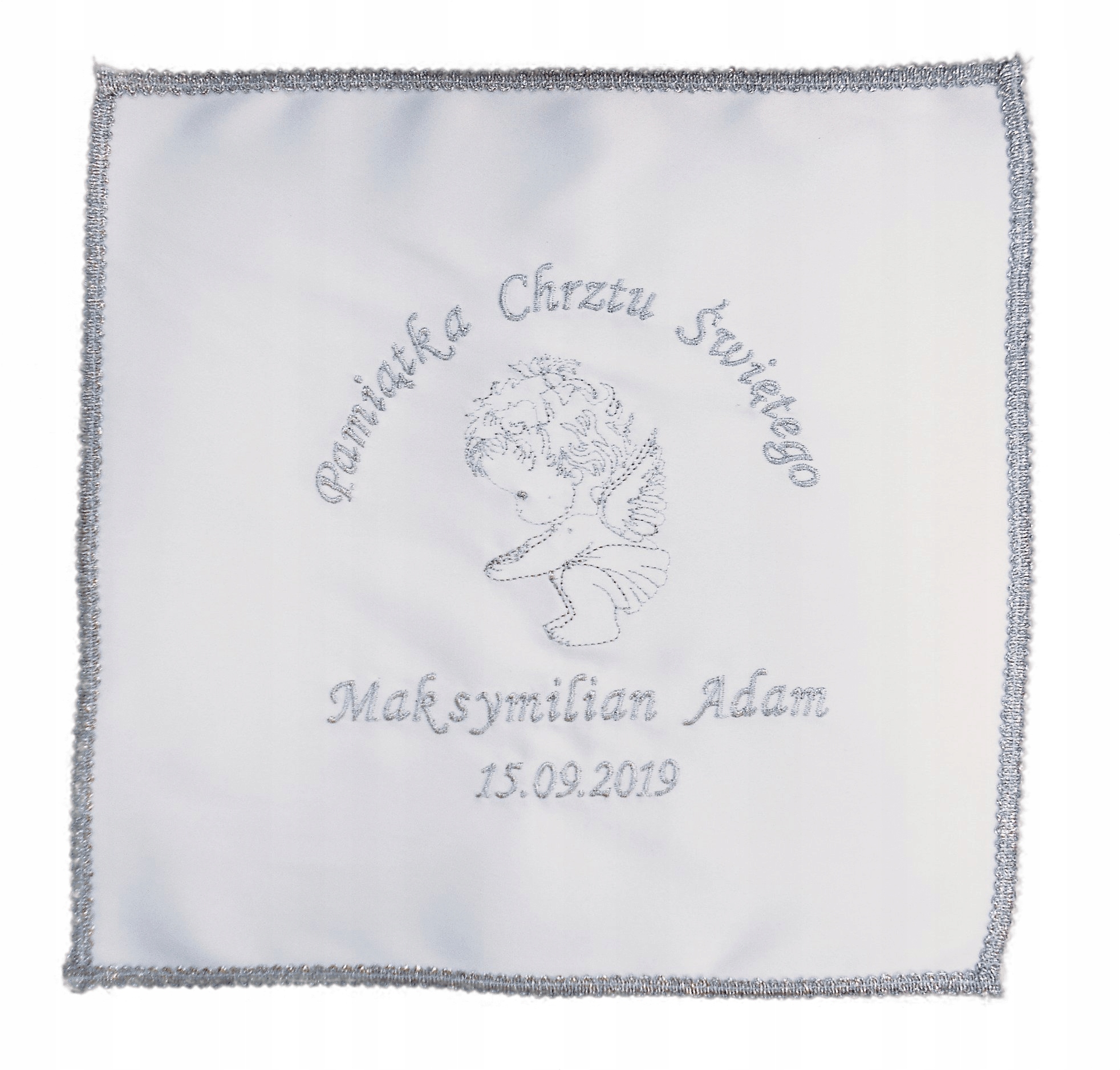Chusteczka Chrzestu św haft data i imię dziecka Marka inna marka