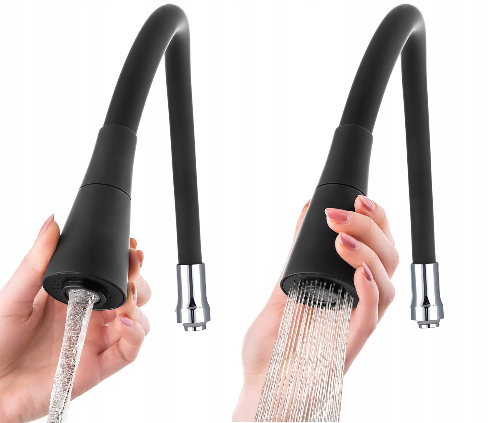 WYLEWKA ELASTYCZNA DO BATERII KUCHENNEJ ZLEWOZMYWAKOWEJ KRANU DWUFUNKCYJNA Kolor czarny