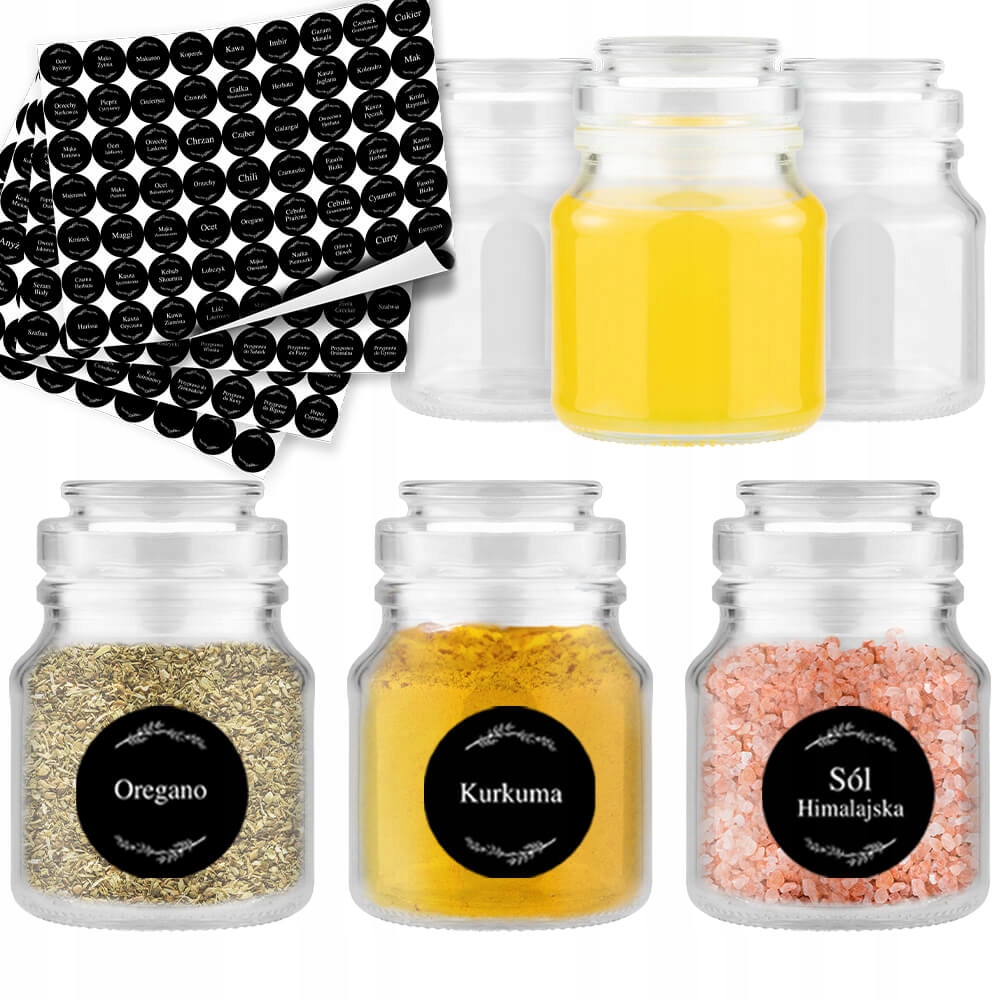 

20X Słoik na przyprawy 205ML 252 naklejki