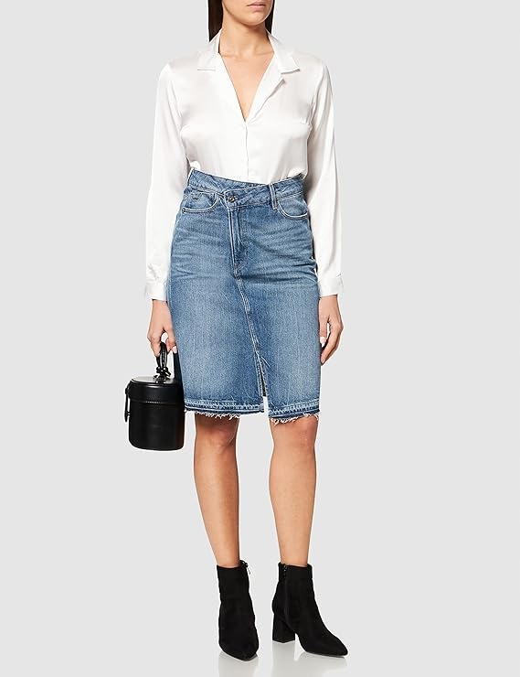 G-star Raw Džínová Sukně MIDI S Přísným Spodním Dílem 34 6FA