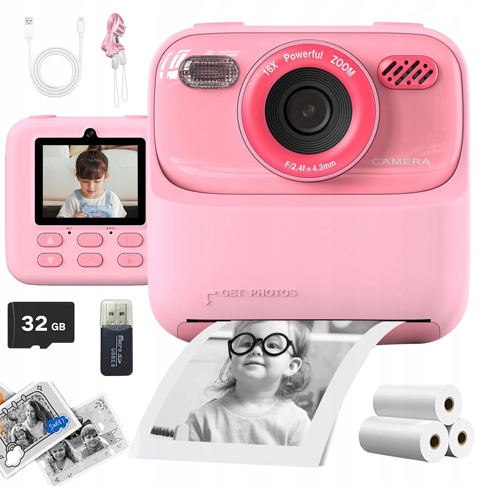 Digitální Instantní Digitální Fotoaparát Pro Děti 32 Gb, Vysoká Kvalita