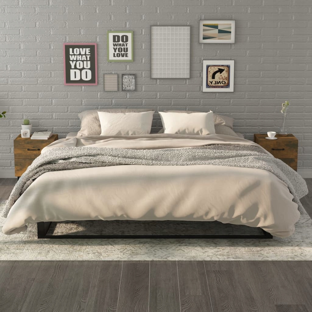 Petrashop Noční stolky 2 ks kouřový dub 40 x 35 x 47,5 cm Hnědá 817292