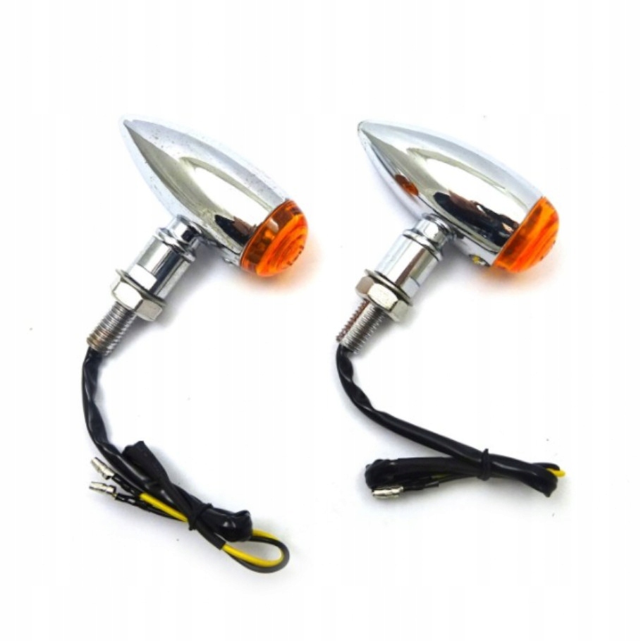 Kierunkowskazy Motocykowe Led Chrom Metalowe Junak 12v okrągłe Mocne