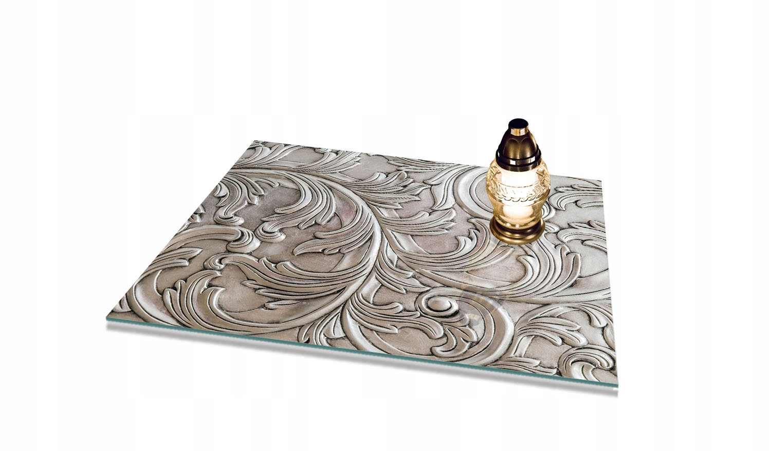 Podstavec na hřbitov tvrzené sklo na Pomník hřbitov 60x52 cm se vzorem