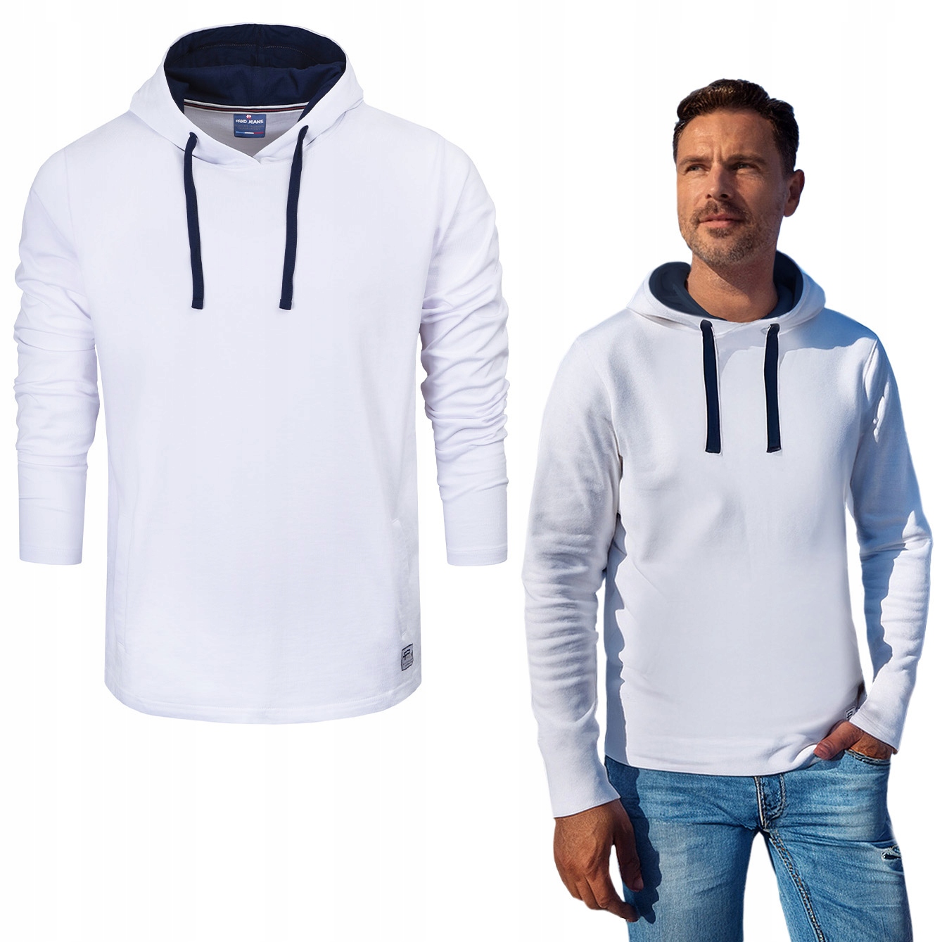 pánská mikina na léto s kapucí Tepláková Nezateplená Bílá L Pako Jeans