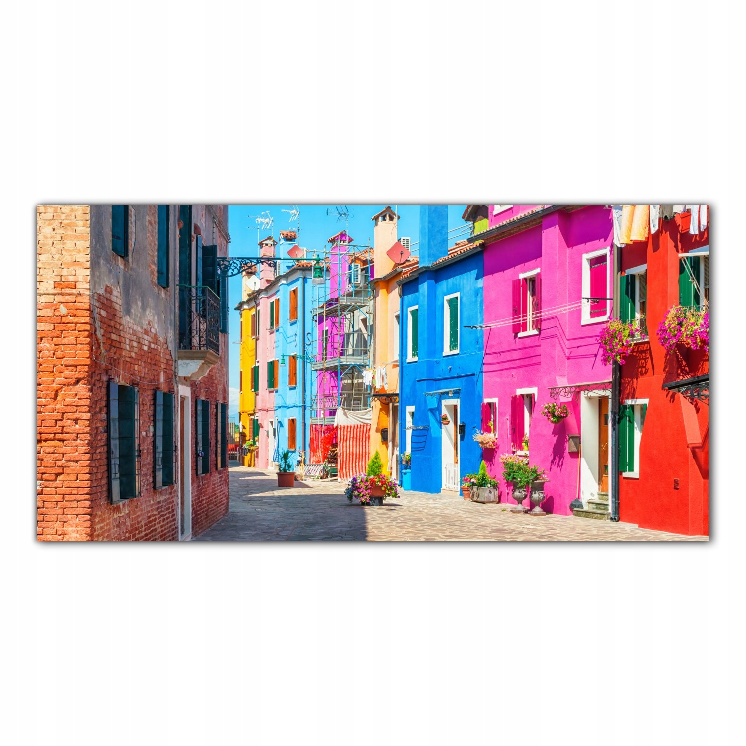 Burano Město Domy 100x50 Tvrzené sklo lacobel