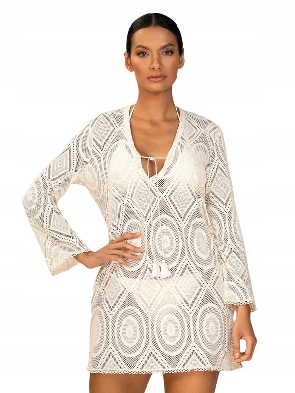 Plážová tunika Feba krémová F235/641H 2XL/3XL