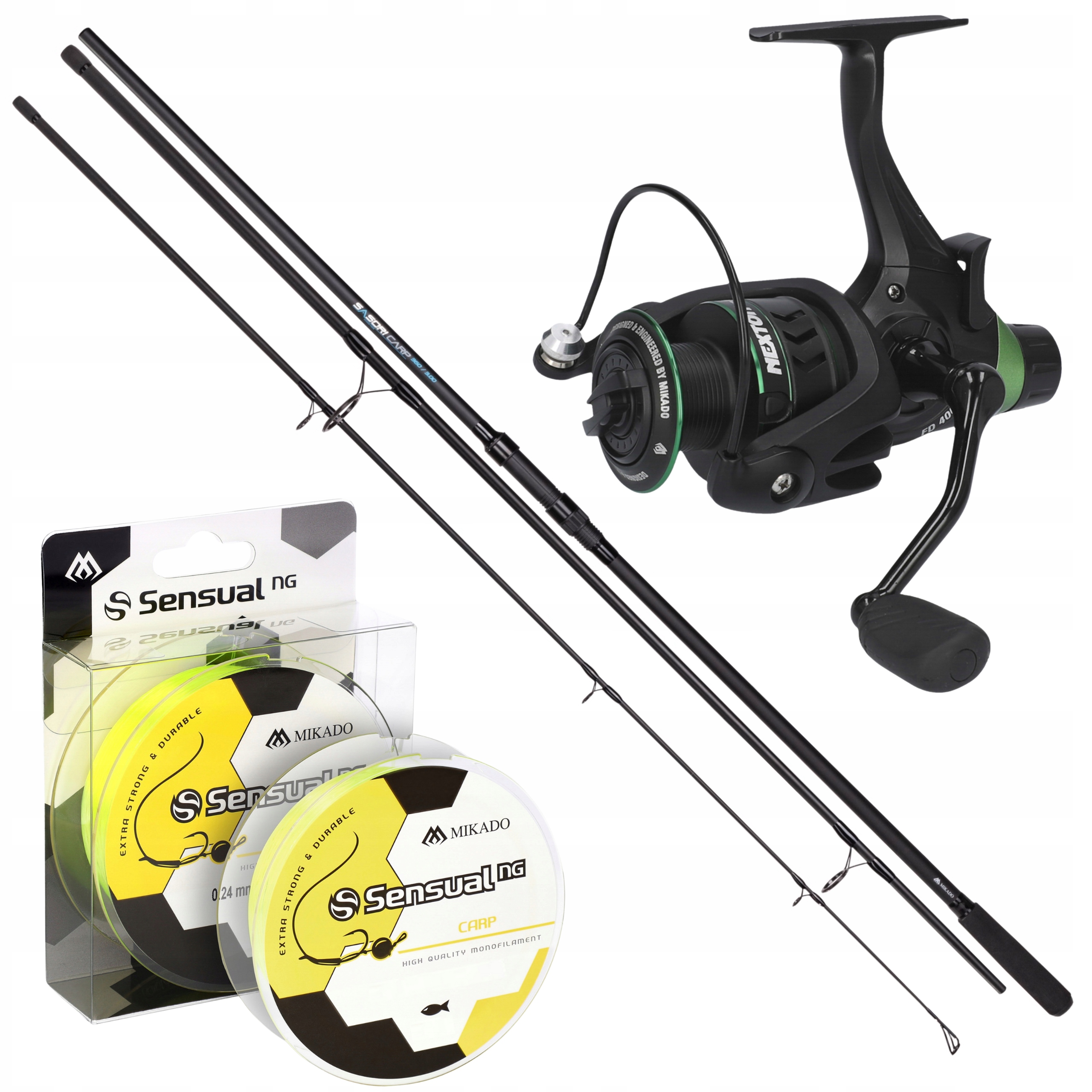 Zestaw Karpiowy Mikado Sasori Carp Wędka Kołowrotek +Żyłka Na Karpia 3,3m