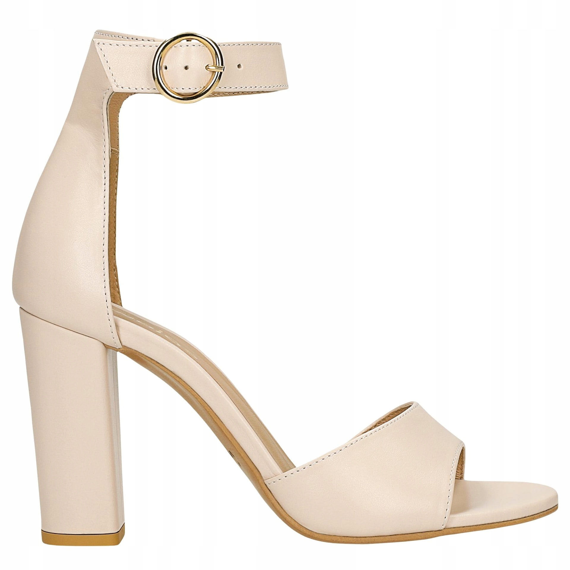 Béžové kožené sandály na vysokém podpatku vel. 37