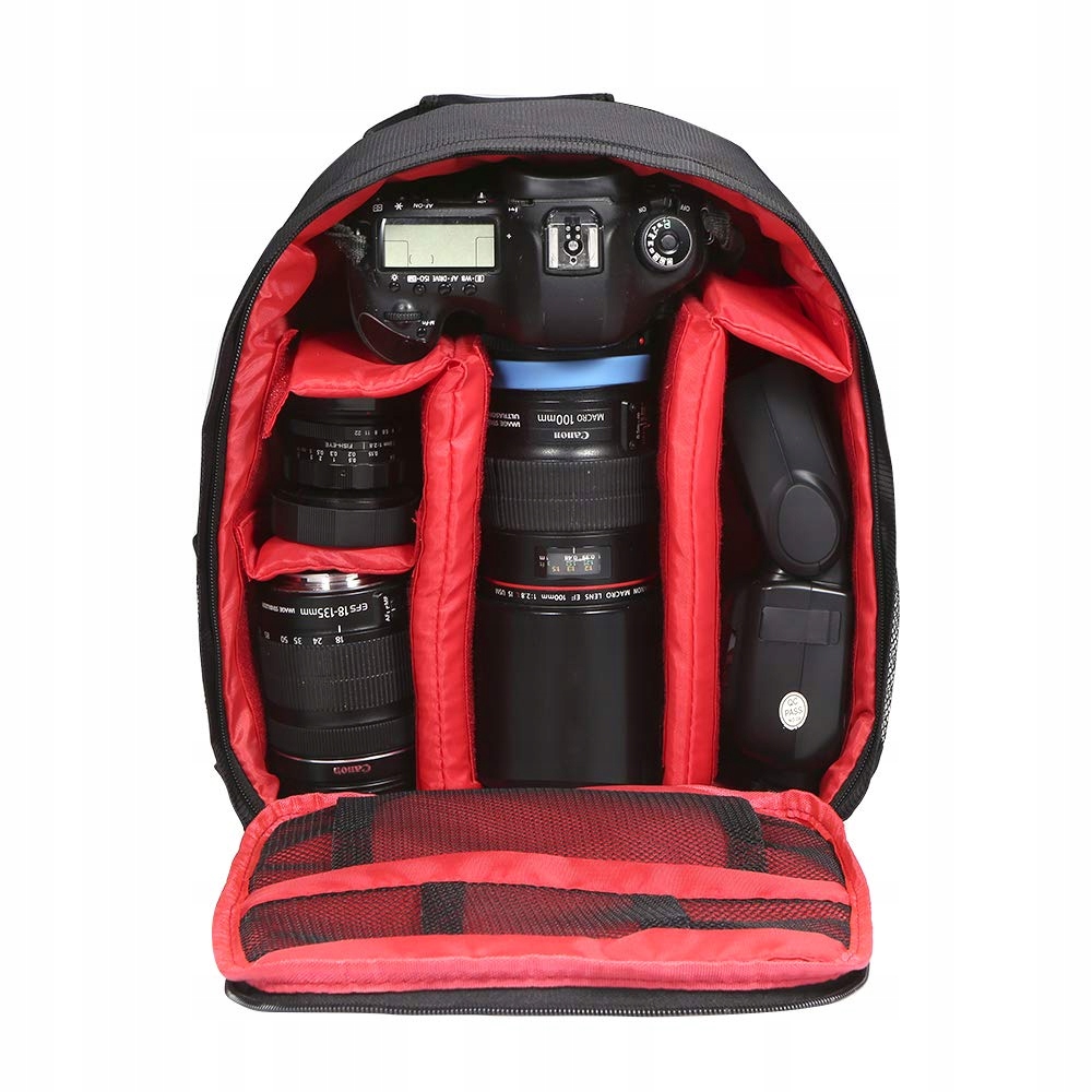 DOCOOLER Plecak Na Aparat Wodoodporny Dla Canon Nikon Sony DSLR Czerwony — miniatura 8