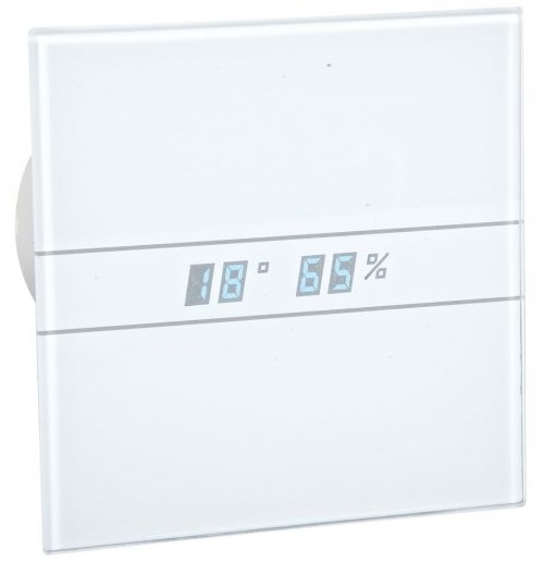 Kúpeľňový ventilátor Cata E100 Gth biely Led, senzor vlhkosti, časovač, 115