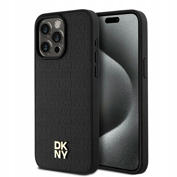 Puzdro Dkny Leather Monogram Pattern Metal Logo MagSafe pre iPhone 15 Pro Max