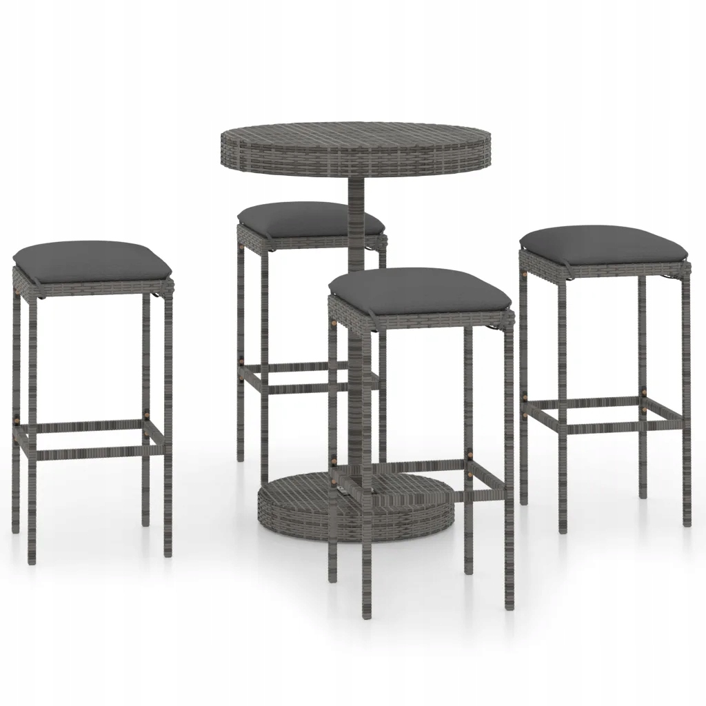 Barový set nábytku do zahrady šedý, stůl 75,5 x 106 cm, 4 židle 38