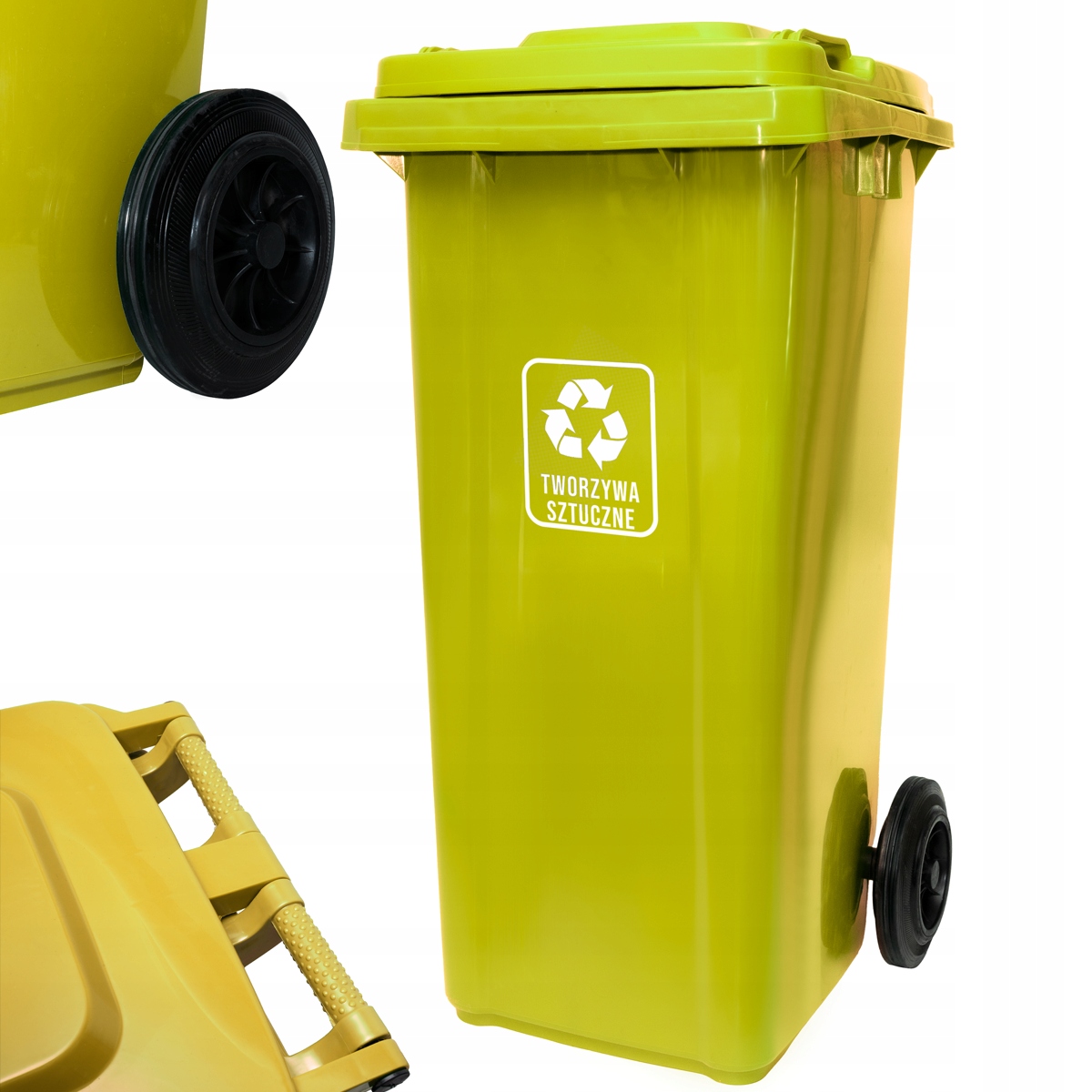 Kosz Na Śmieci Śmietnik Pojemnik Kubeł Na Odpady 120L Żółty Do Segregacji