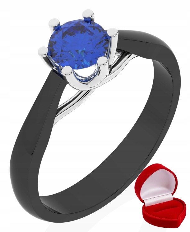 Zlatý Prstýnek 585 14k Safír 0,50 ct Černé Zlato R10